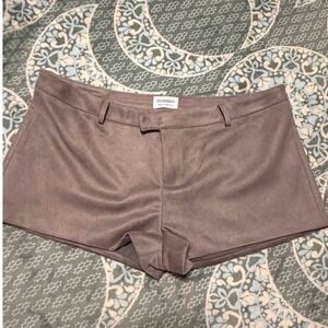 Peppermayo Women Taupe Faux Suede Tailored Shorts Size 12 2XL